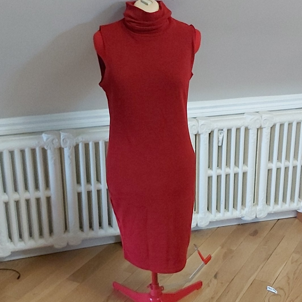 3 for $30 Red turtleneck sleeveless sweater dress